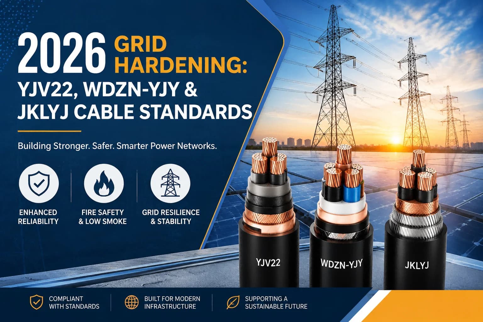 YJV22, WDZN-YJY, and JKLYJ cables for 2026 grid hardening and resilient power infrastructure.