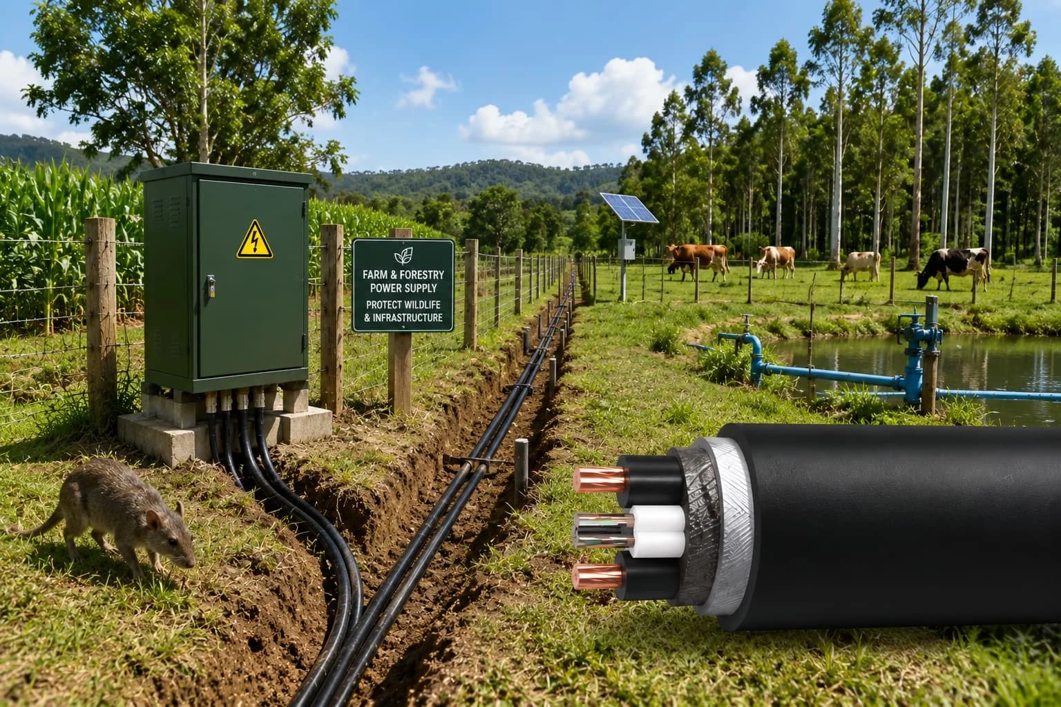 Termite and rodent-resistant wires and cables from Hongce Cable are applied in scenarios of Agriculture, Forestry, Animal Husbandry and Fishery