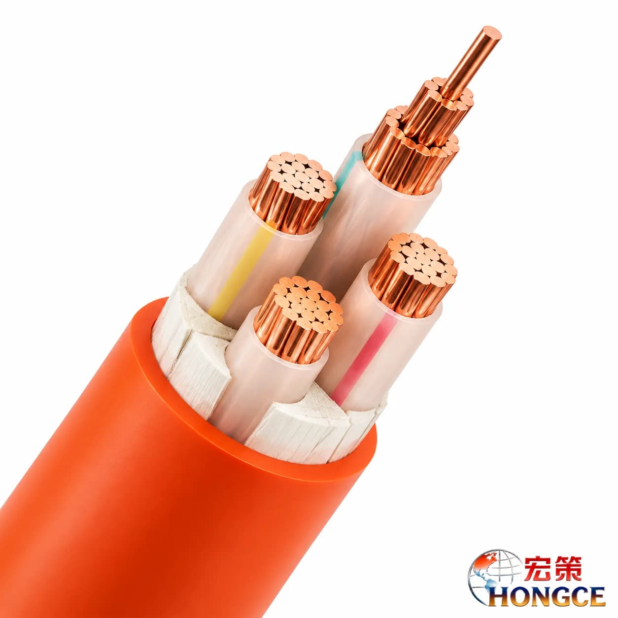 WDZ-YJY low smoke halogen free flame retardant power cable cross section with multi-core copper conductors, insulation layers, filler and outer sheath