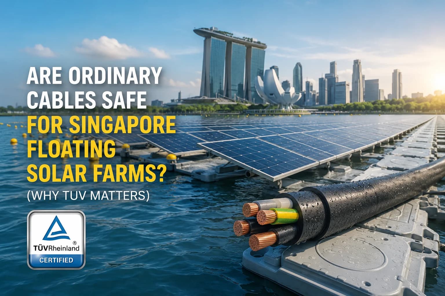 TUV certified PV solar cables for floating solar farms in Singapore