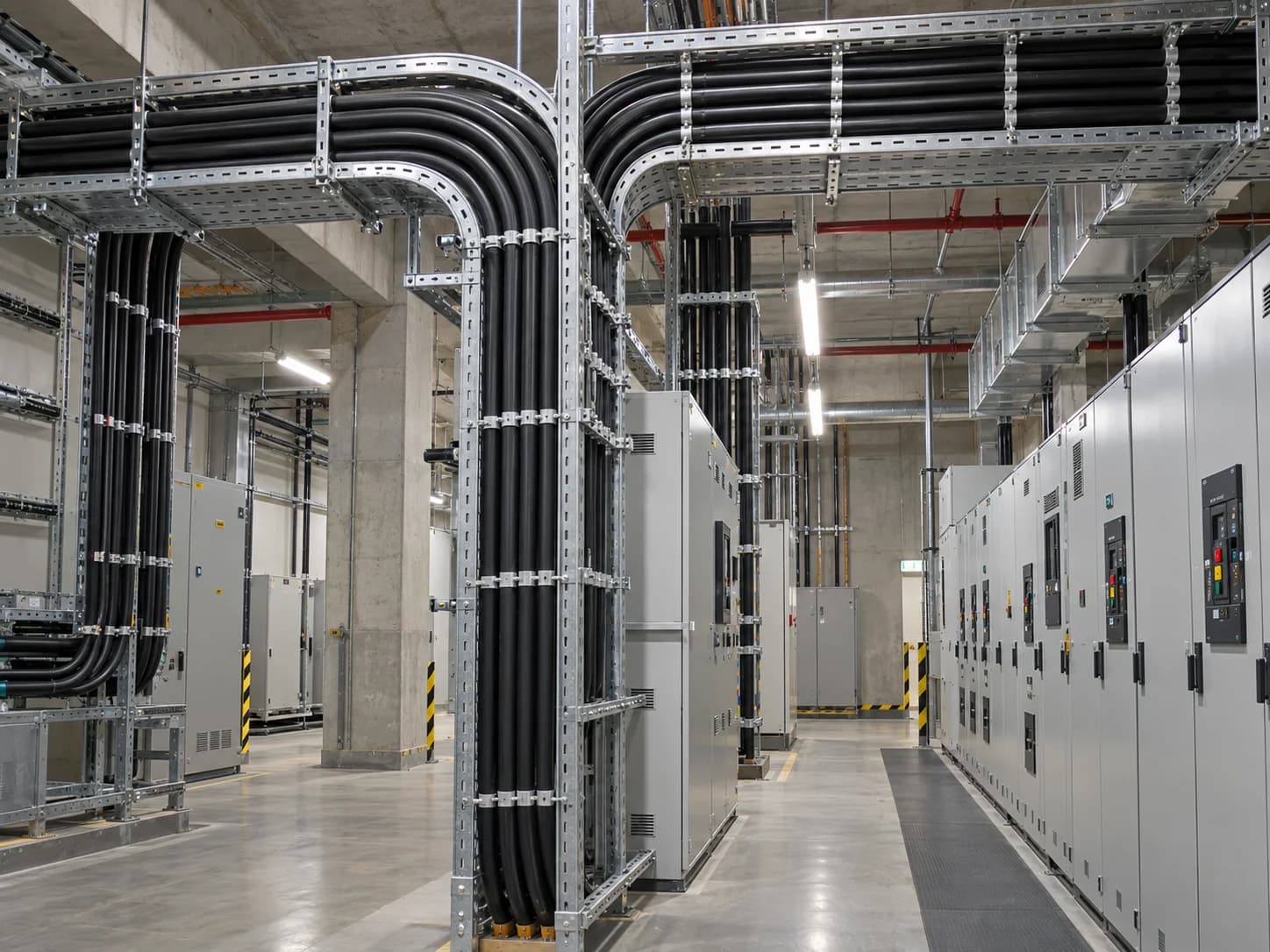 Hongce Cable-YJY 0.6/1kV Copper Conductor XLPE Insulated PE Sheathed Power Cable-commercial building power distribution and cable tray installation for reliable low voltage power transmission