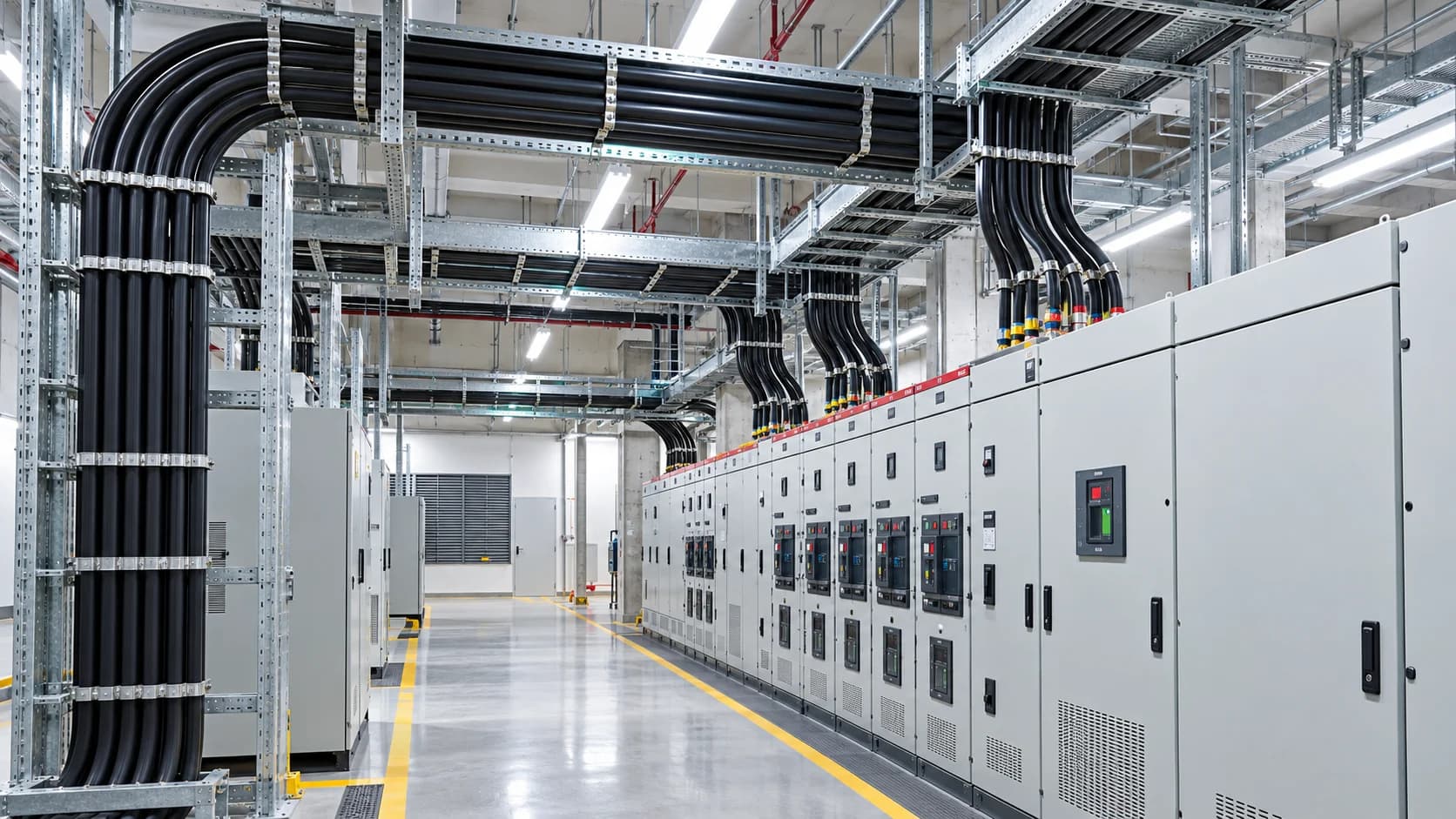 Hongce Cable YJLV 0.6/1kV Aluminum XLPE Power Cable in industrial power distribution switchgear installation
