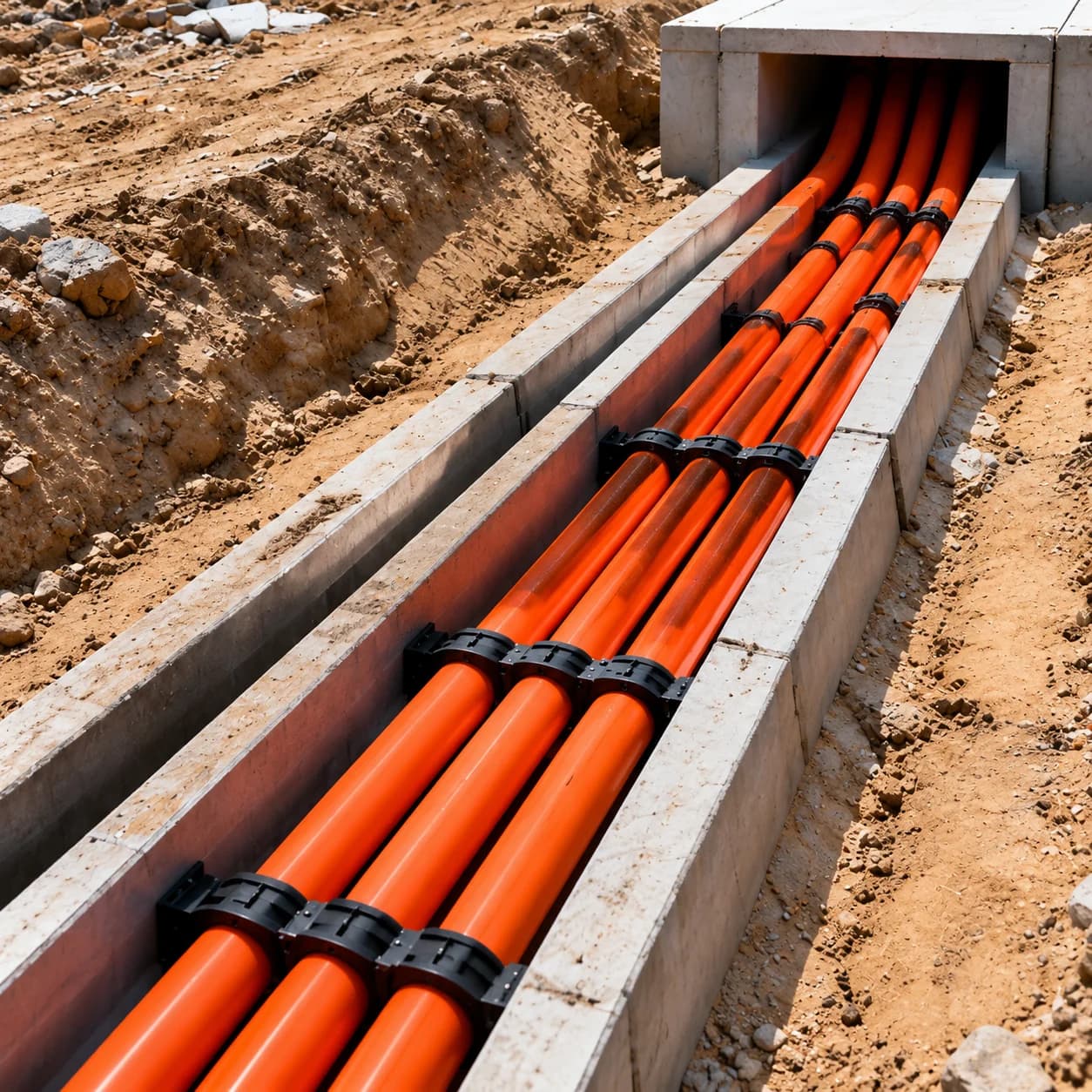 1. Hongce Cable WDZN-YJY fire resistant LSZH power cable underground trench installation scene